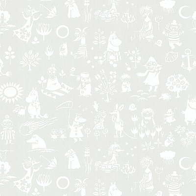 Moomin Light Grey Novelty Wallpaper