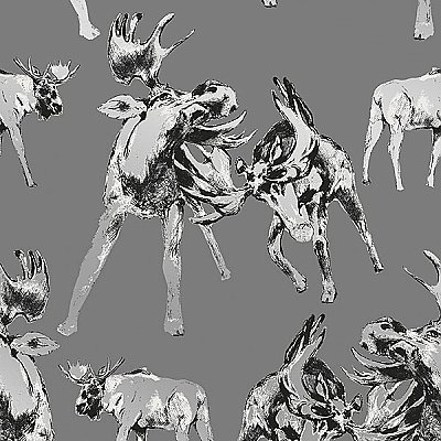 Roald Grey Moose Wallpaper