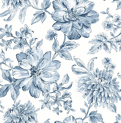 Gabriela Blue Floral Wallpaper