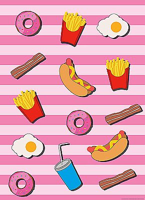 Fast Food Kitchen Pink Wall Mural WG5008-2P-1