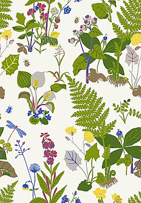Trollslända Green Botanical Wallpaper