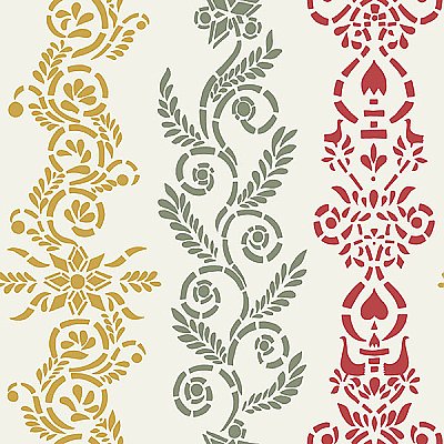 Anja White Ornate Stripe Wallpaper