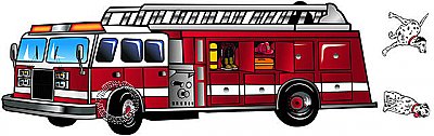 Fire truck And Dogs Mural MP4992M Hot Deal