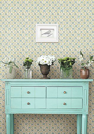 Free Spirit Turquoise Floral Wallpaper