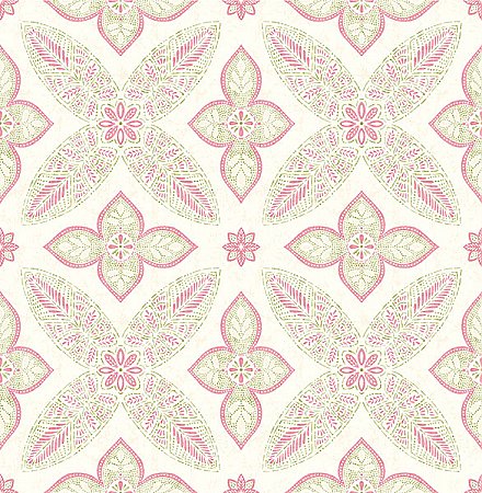 Off Beat Ethnic Pink Geometric Floral Wallpaper