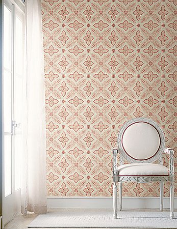 Off Beat Ethnic Red Geometric Floral Wallpaper
