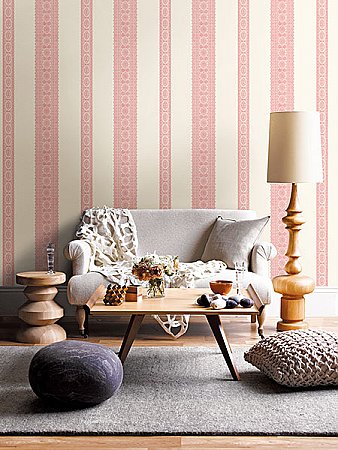 Brynn Pink Paisley Stripe Wallpaper