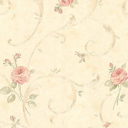 Lotus Pink Floral Scroll Wallpaper