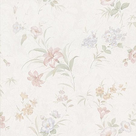 Arlette Pastel Satin Floral Toss Wallpaper