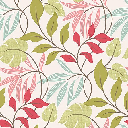 Eden Pink Modern Leaf Trail Wallpaper