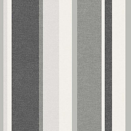 Raya Black Linen Stripe Wallpaper