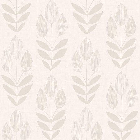 Scandinavian Grey Block Print Tulip Wallpaper