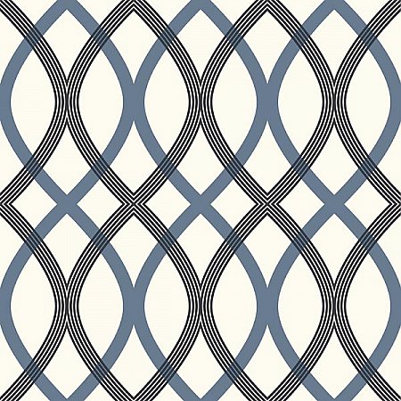 Contour Blue Geometric Lattice Wallpaper