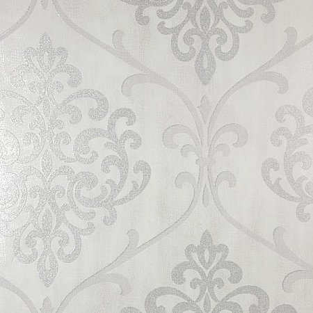 Ambrosia Silver Glitter Damask Wallpaper