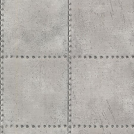 Riveted Silver Industrial Tile Wallpaper