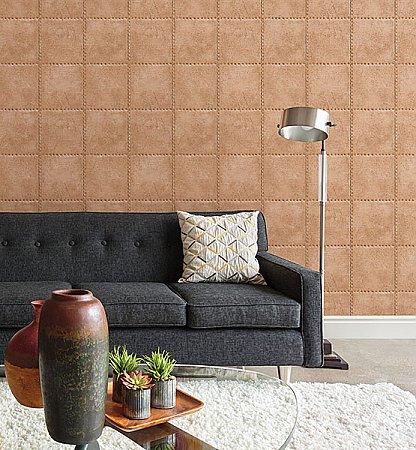 Riveted Copper Industrial Tile Wallpaper