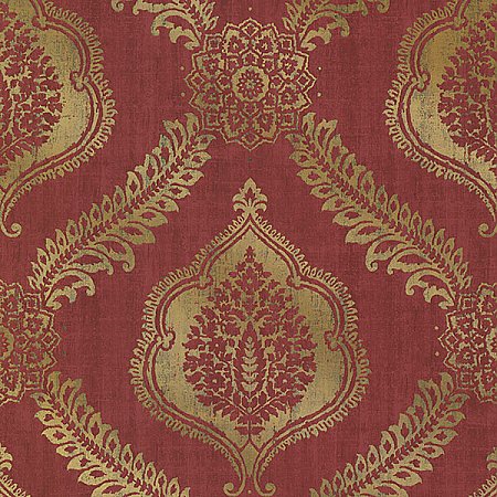 Zoraya Burgundy Damask Wallpaper