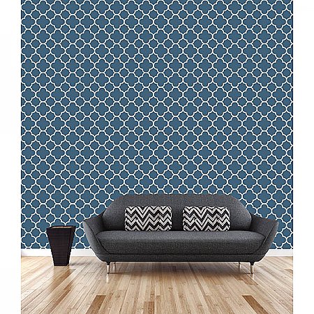 Origin Blue Quatrefoil Wallpaper