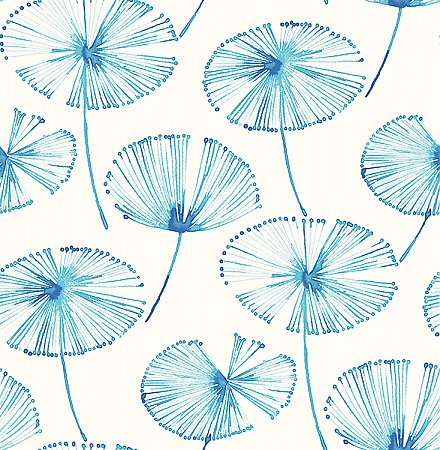 Paradise Blue Fronds Wallpaper