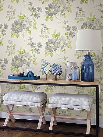 Claressa Grey Floral Wallpaper