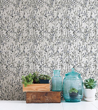 Willow Navy Leaves Wallpaper