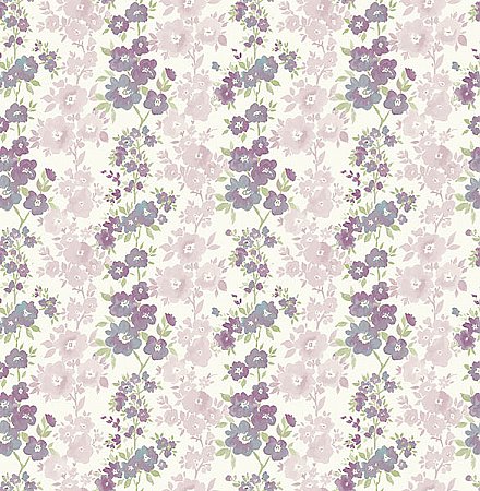 Charlise Plum Floral Stripe Wallpaper