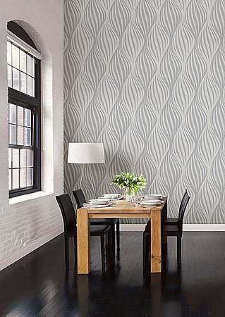 Distinction Charcoal Ogee Wallpaper