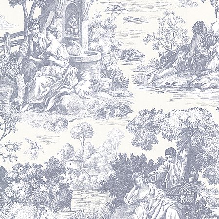 Benvolio Blue Toile Wallpaper