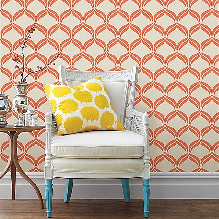 Petals Orange Ogee Wallpaper