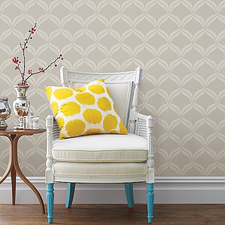 Petals Taupe Beaded Ogee Wallpaper