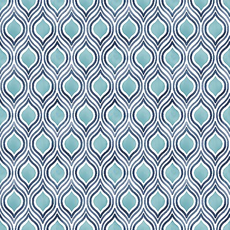 Plume Turquoise Ogee Wallpaper