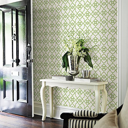 Atrium Green Trellis Wallpaper
