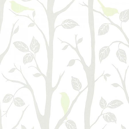 Corwin Light Green Bird Branches Wallpaper