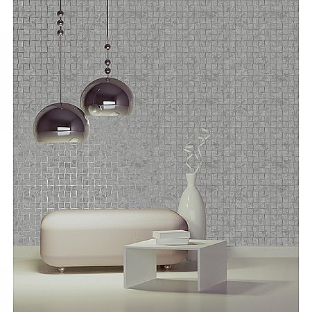 Dagmar Silver Medium Squares Wallpaper
