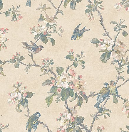 Eloisa Beige Floral Scroll Wallpaper