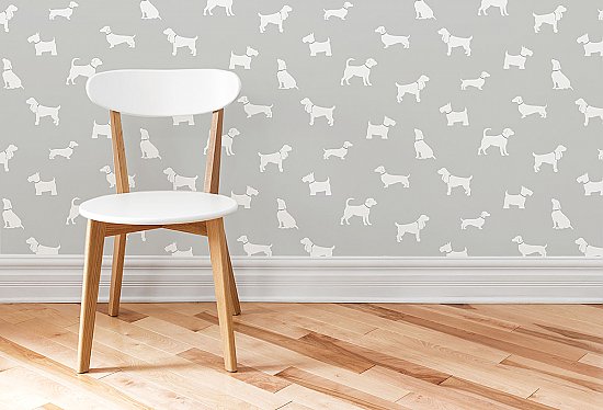 Metz Taupe Dog Silhouette Wallpaper |Wallpaper And Borders |The Mural Store