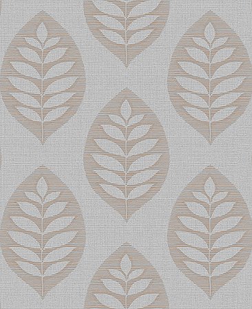 Harstad Grey Leaf Wallpaper