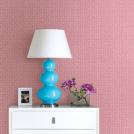 Sete Coral Greek Key Wallpaper