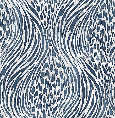 Splendid Blue Animal Print Wallpaper
