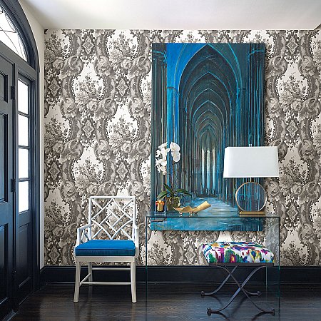 Dreamer Grey Damask Wallpaper