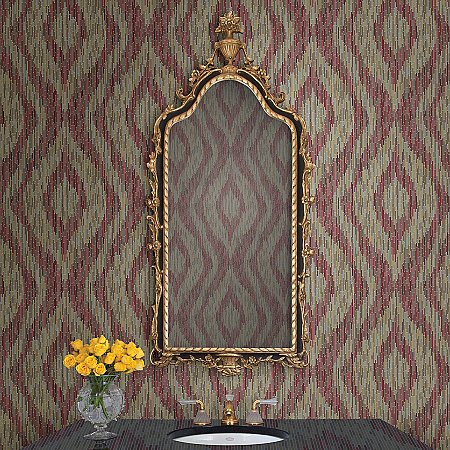 Ethereal Red Ogee Wallpaper
