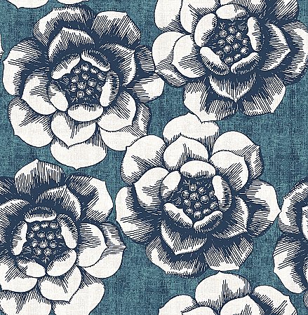 Fanciful Blue Floral Wallpaper