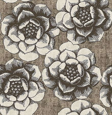 Fanciful Brown Floral Wallpaper