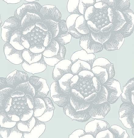 Fanciful Silver Floral Wallpaper