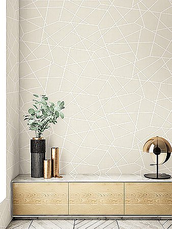Heath Cream Geometric Linen Wallpaper