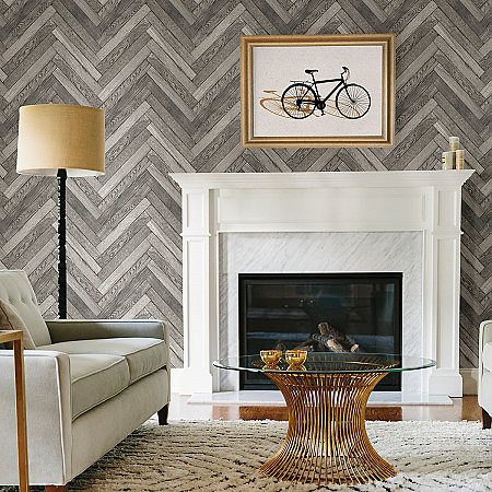 Altadena Grey Diagonal Wood Wallpaper
