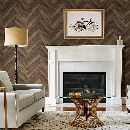 Altadena Brown Diagonal Wood Wallpaper
