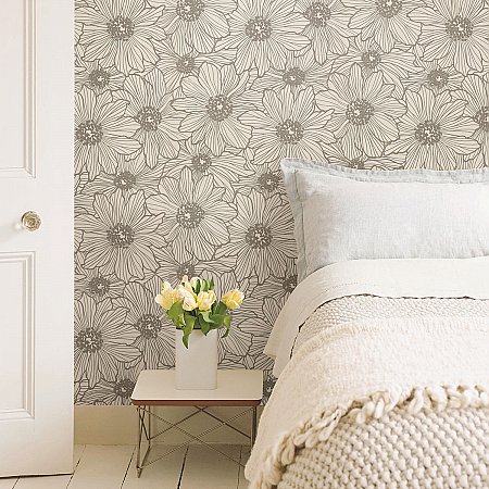 Vivienne Taupe Floral Wallpaper