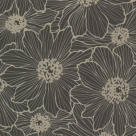 Vivienne Black Floral Wallpaper