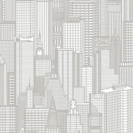 Aston Light Grey City Wallpaper